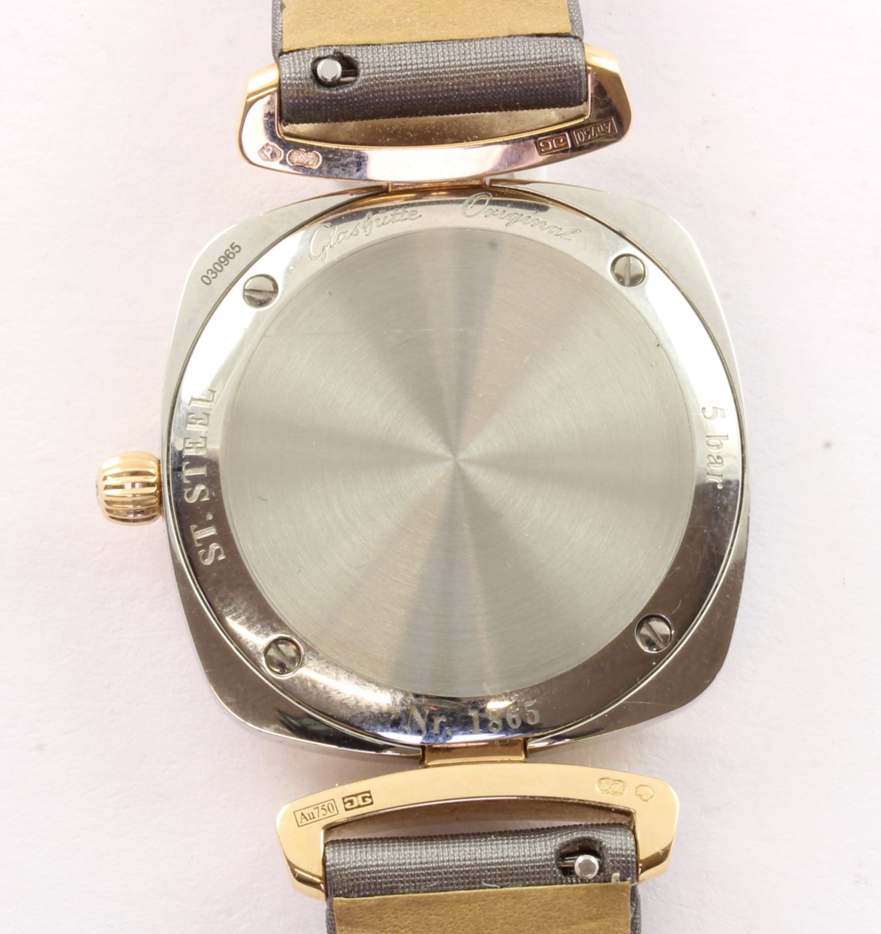 Armbanduhr, 750/ooo RG/Stahl, GLASHÜTTE, Brill., Quarz - Bild 2 aus 4