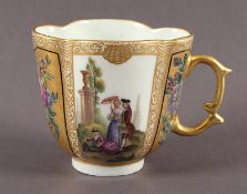 TASSE MIT GALANTER SZENE, Vierpassform, MEISSEN, um 1900