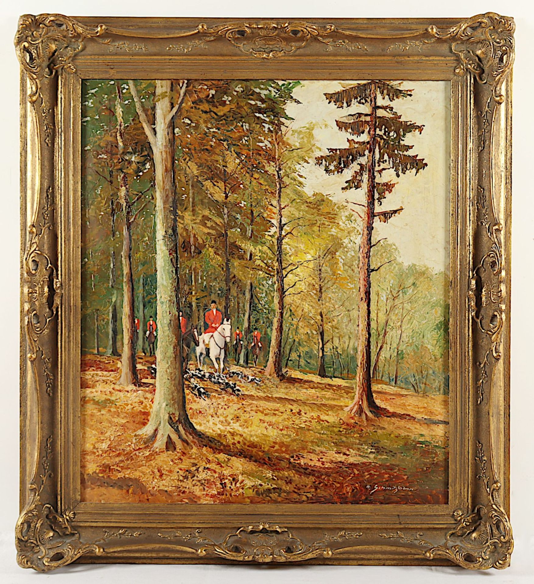 SCHMITZ-BONN, Hermann (1903-1960), "Jagdgesellschaft im Wald", R.