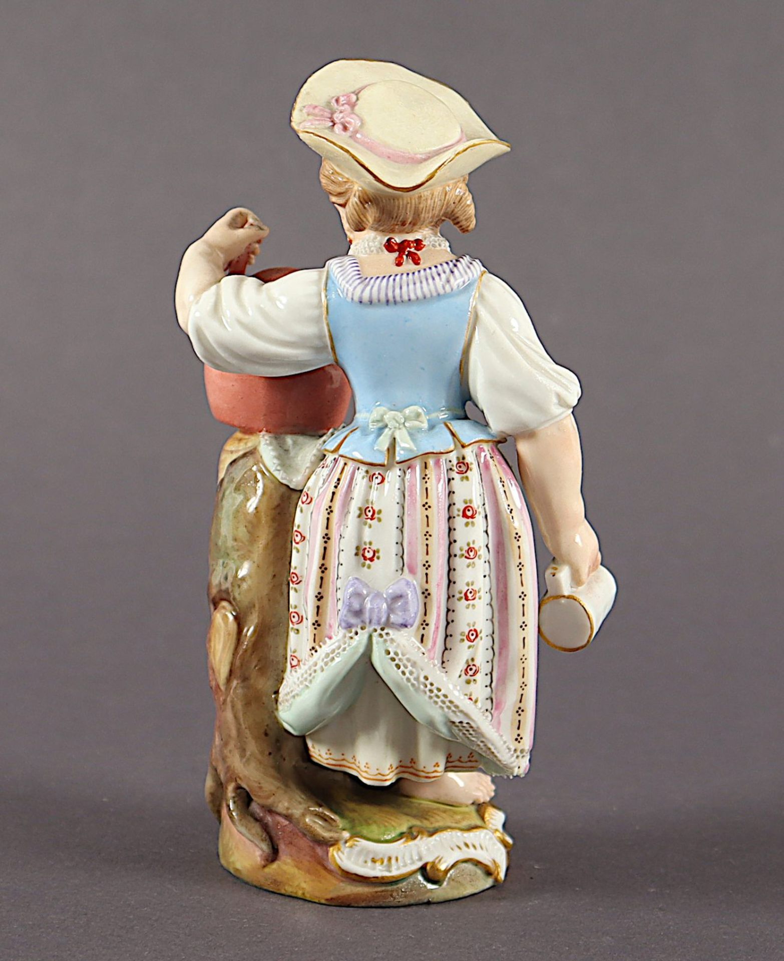 Figur Gärtnerkind mit Milchtopf, Acier, Meissen, E.19.Jh. - Bild 3 aus 4