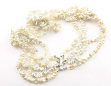 Perlenkette, Schließe 750/ooo Weißgold, Keshiperlen