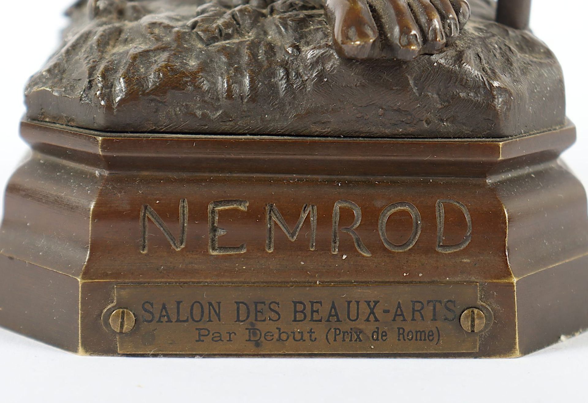 DEBUT, Jean Didier, "Nemrod", Bronze, H 33, Spitze des Speers fehlt - Bild 6 aus 6