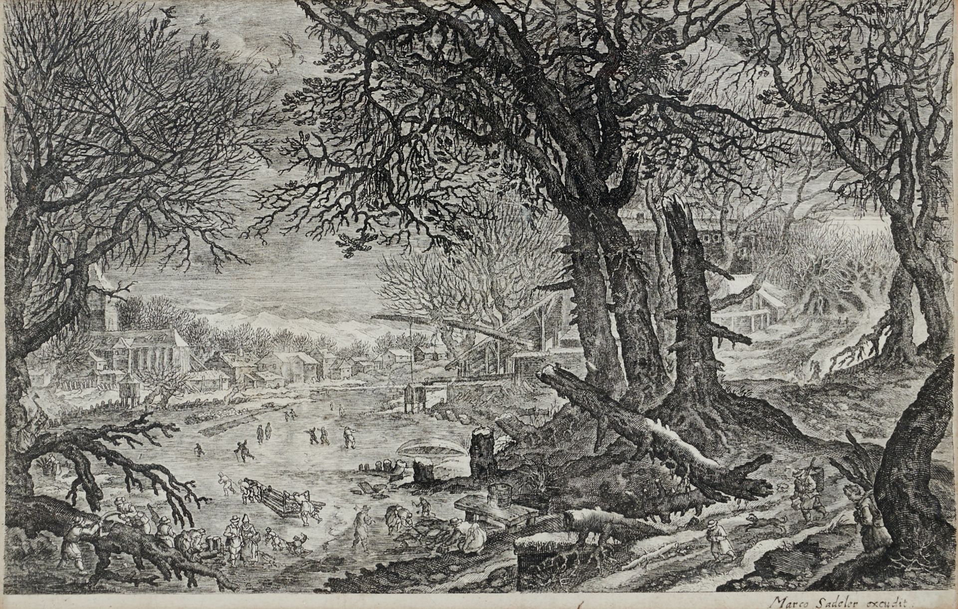 Sadeler, Marcus (wohl München 1614 - um 1660), Winterlandschaft - Landschaft mit aufziehendem