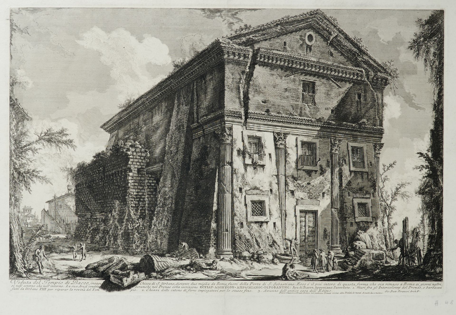 Italien Rom Piranesi - "Veduta del Tempio di Bacco, inoggi Chiesa di S. Urbano" (Ansicht des