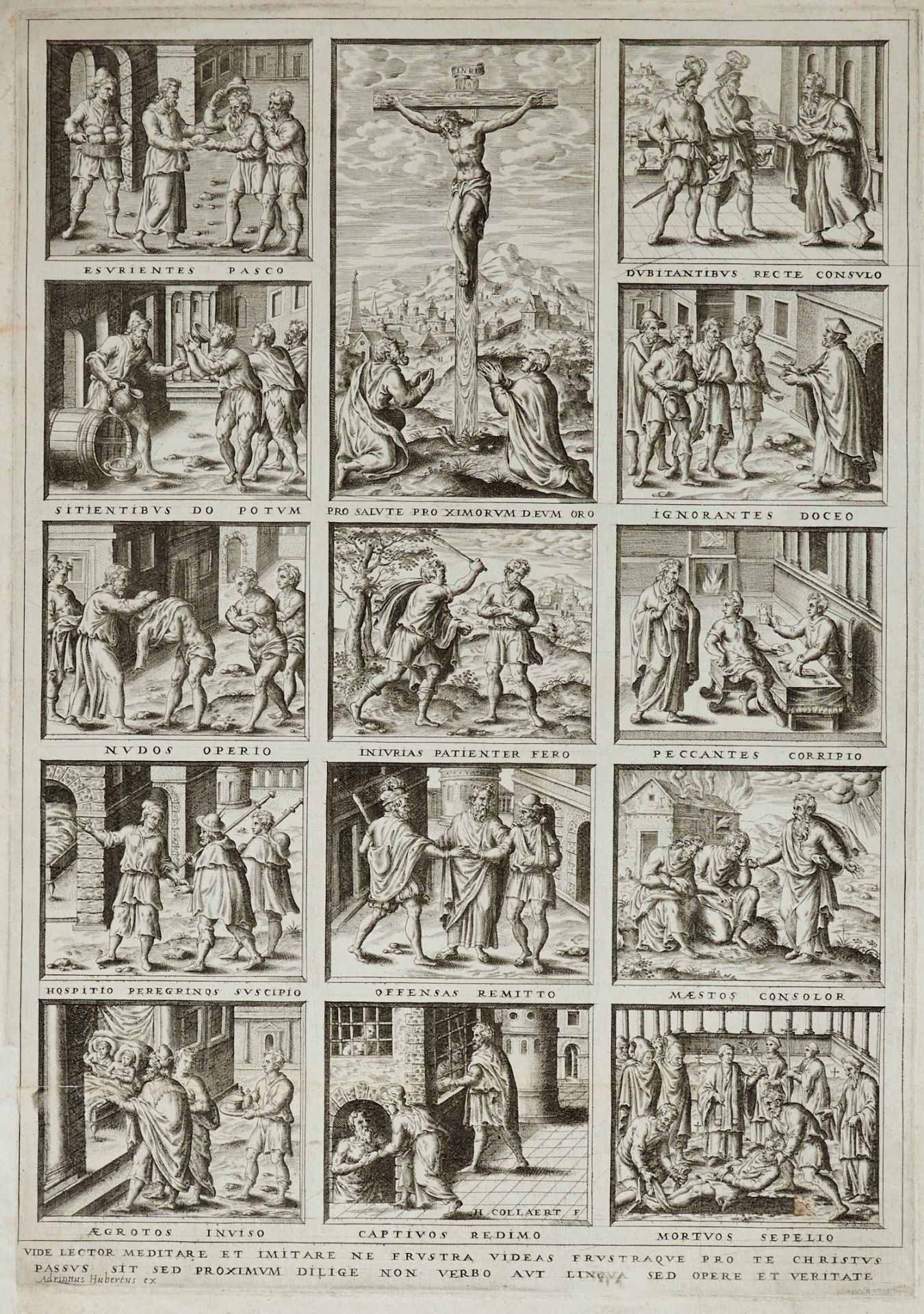 Collaert, Hans, d. Ä. (Antwerpen, um 1530-1581 ebda.), Werke der Barmherzigkeit. Kupferstich. In der