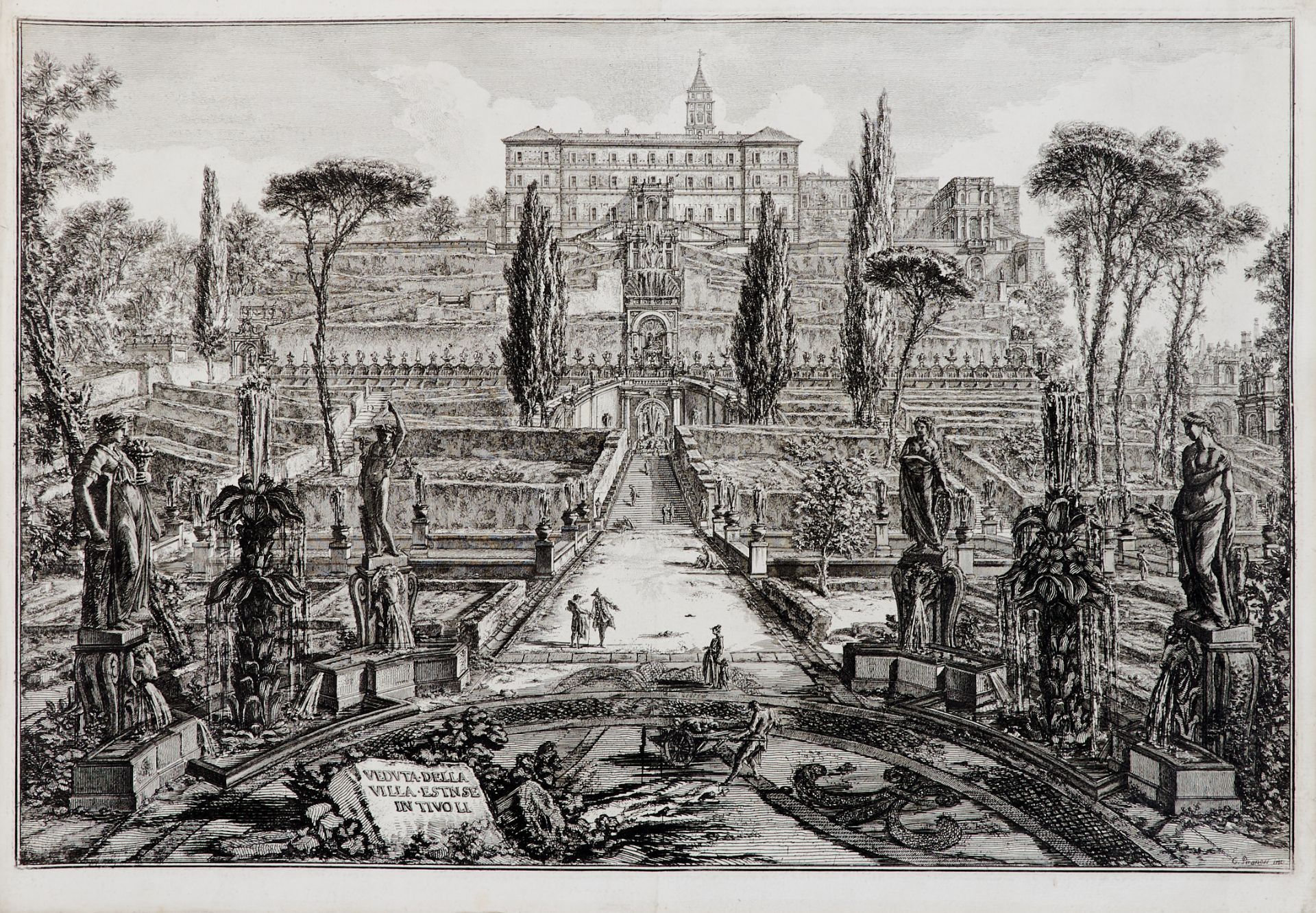 Italien Tivoli Piranesi - "Veduta della Villa Estense in Tivoli" (Ansicht der Villa d'Este in