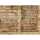 Missale Doppelblatt aus einer lateinischen Handschrift auf Pergament (Fragment). Deutschland, 2.