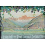 Plakate Vorarlberg - "Weinkellerei Karl Amann, Hohenems." Farblithographie. In der Platte