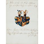 Wappen Ruebland Einzelblatt mit gouachiertem Wappen des Johann Christoph Freiherr von der