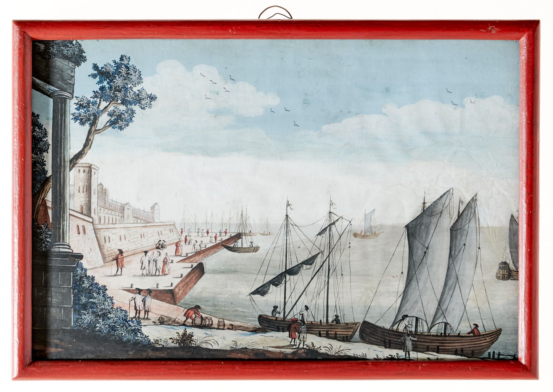 Künstler des 18. Jahrhunderts Ein Paar Kauffahrteiszenen. Gouache auf Papier. Nicht sign. und - Bild 2 aus 4