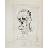 Heuss, Th., Bundespräsident (1884-1963). E. U. auf sign. Lithographie von Otto Dix "Bildnis Carl