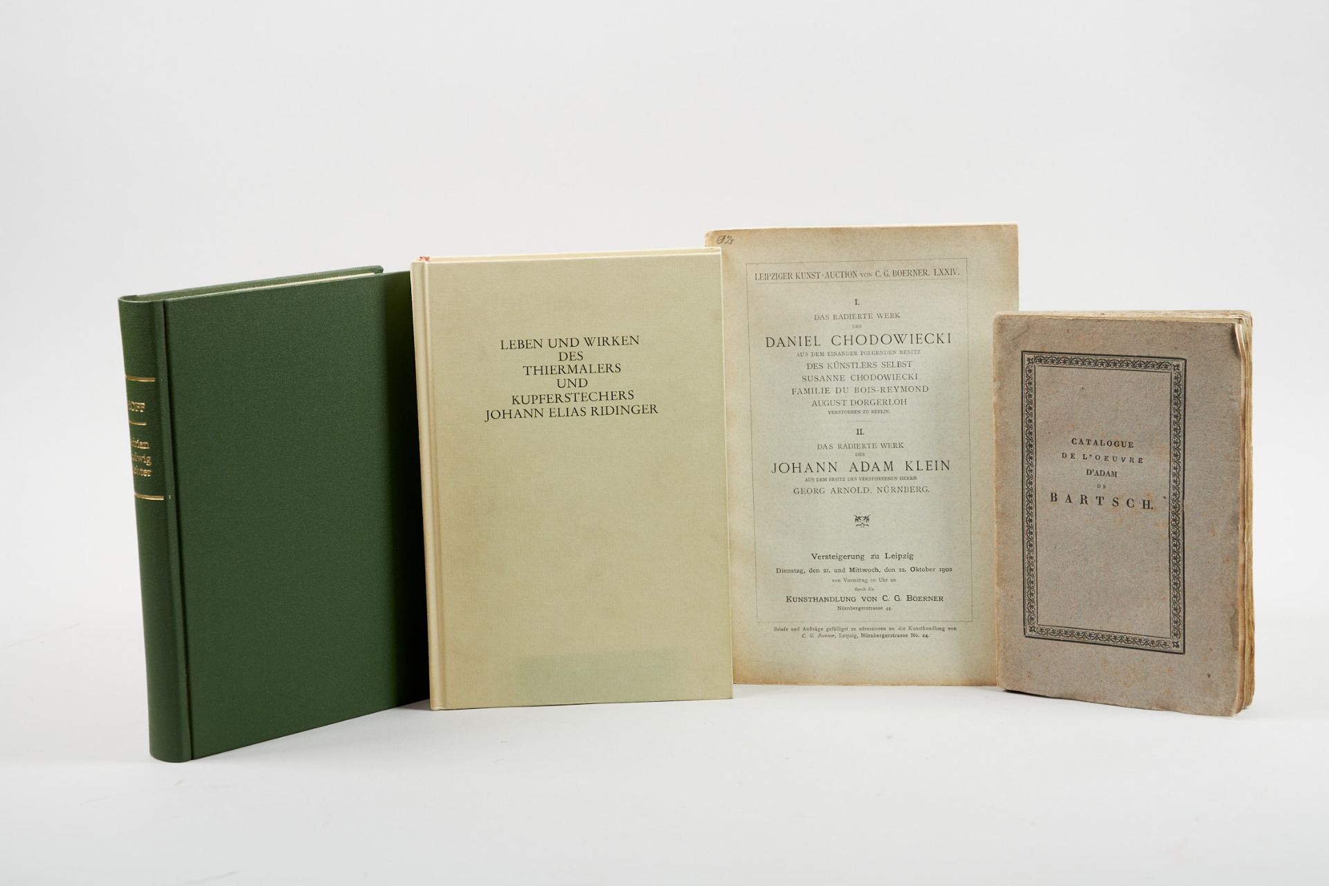 Sammlung von zus. 4 Werkverzeichnissen und Auktionskatalogen zu Adam von Bartsch (Wien 1818), Daniel