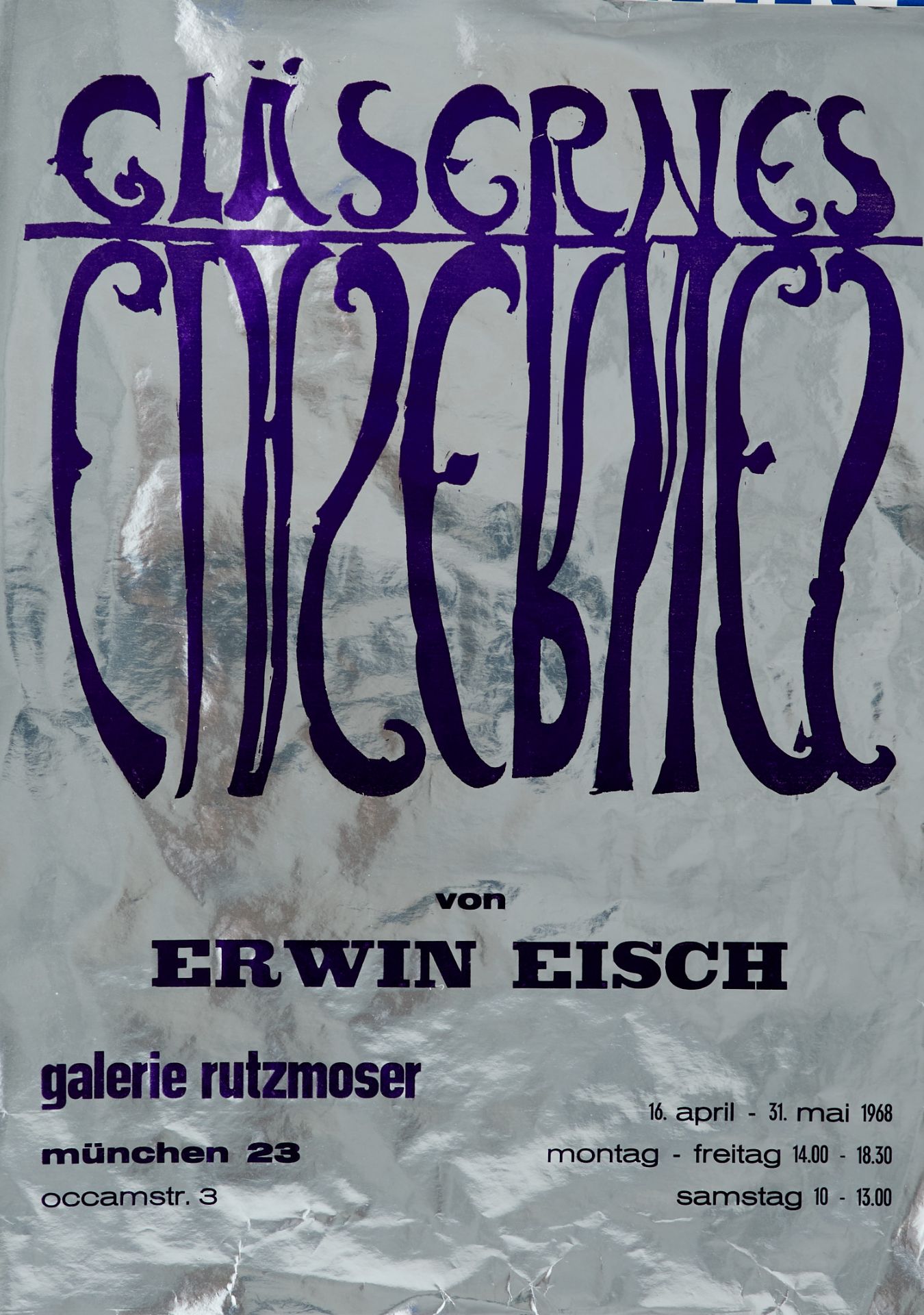 Plakate Kunst der 60er Jahre Sammlung - 7 (6 sign.) Plakate der Galerie Rutzmoser, München. 1968-70. - Bild 2 aus 7