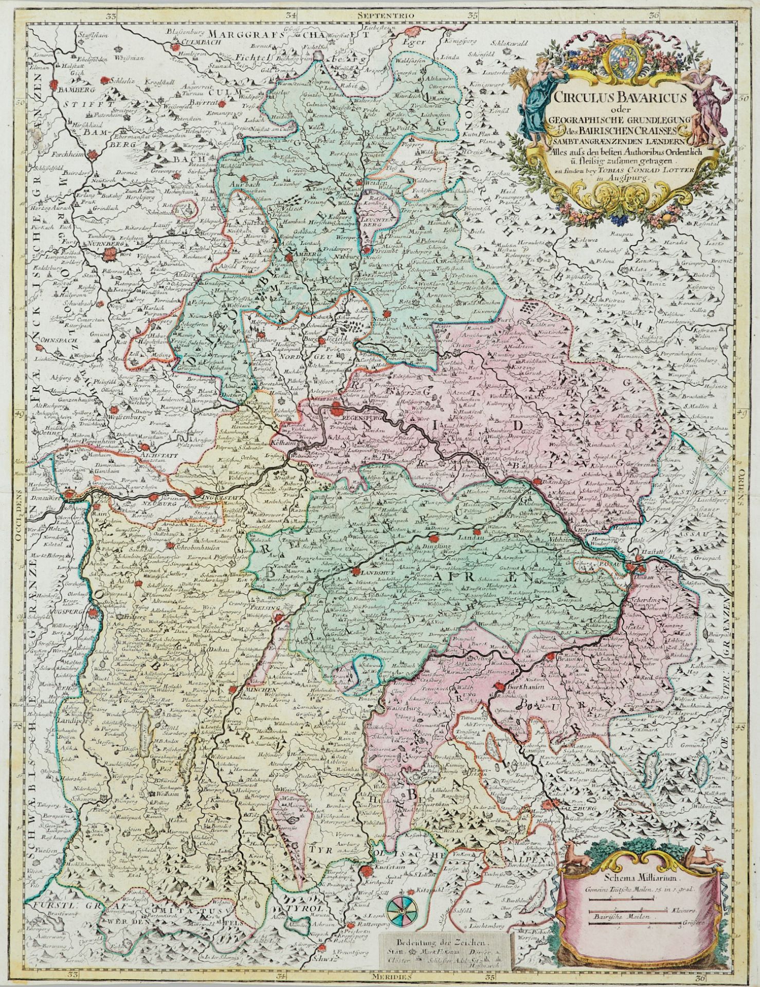 Bayern Konvolut - 38 großtls. alt grenzkolor. oder altkolor. Kupferstichkarten meist des 18. und - Bild 11 aus 11