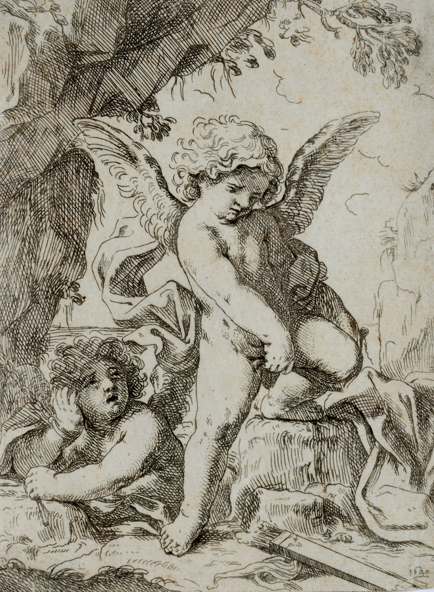 Loli, Lorenzo (wohl Bologna 1612-1691), Amor zerbricht seinen Bogen. Radierung. Nicht sign., dat.
