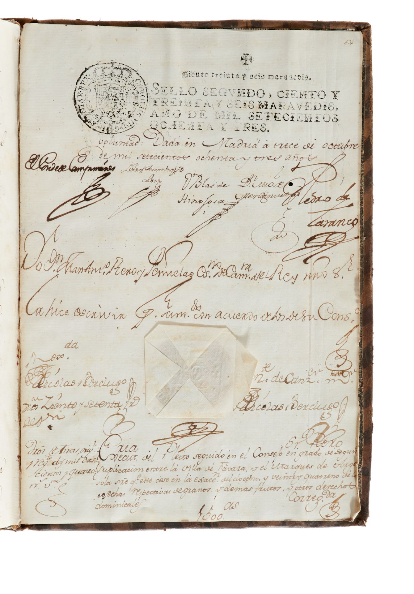 Karl III., König von Spanien Fabara Notariatsurkunde (carta esecutoria). Spanische Handschrift auf - Image 4 of 4