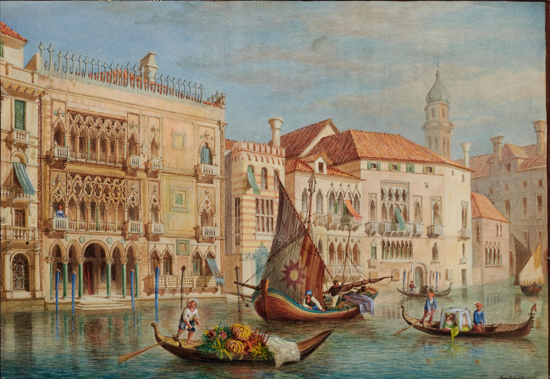 Italien Sammlung - 4 Ansichten. Jeweils Aquarell über Bleistift. Meist englische Maler, um 1840- - Image 4 of 4