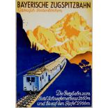 Plakate Alpen Henel, E. H., "Bayerische Zugspitzbahn Garmisch-Partenkirchen". Farblithographie auf