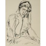 Kokoschka, Oskar (Pöchlarn 1886-1980 Montreux), Trauernde Frau. Lithographie. Sign., nicht dat. (