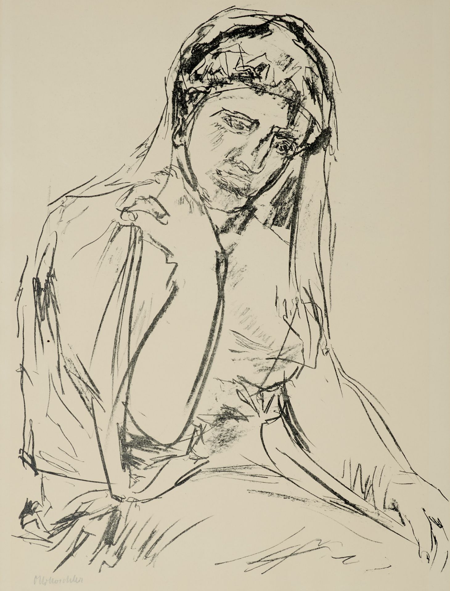 Kokoschka, Oskar (Pöchlarn 1886-1980 Montreux), Trauernde Frau. Lithographie. Sign., nicht dat. (