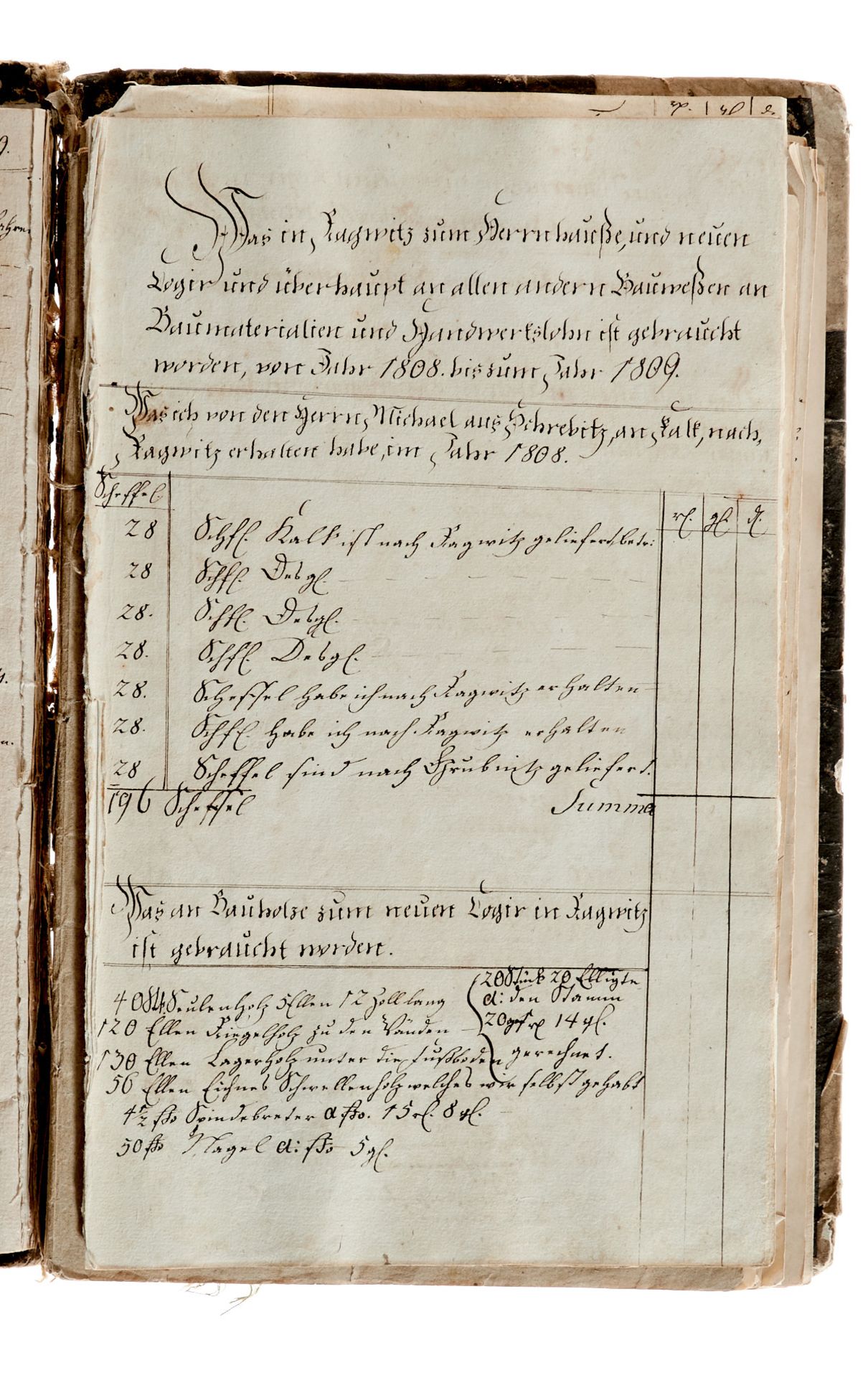 Grubnitz "Rechnungs Buch über eine Neue Scheune in Grubnitz welche erbauet Anno 1808". Dat. Grubnitz - Bild 3 aus 3