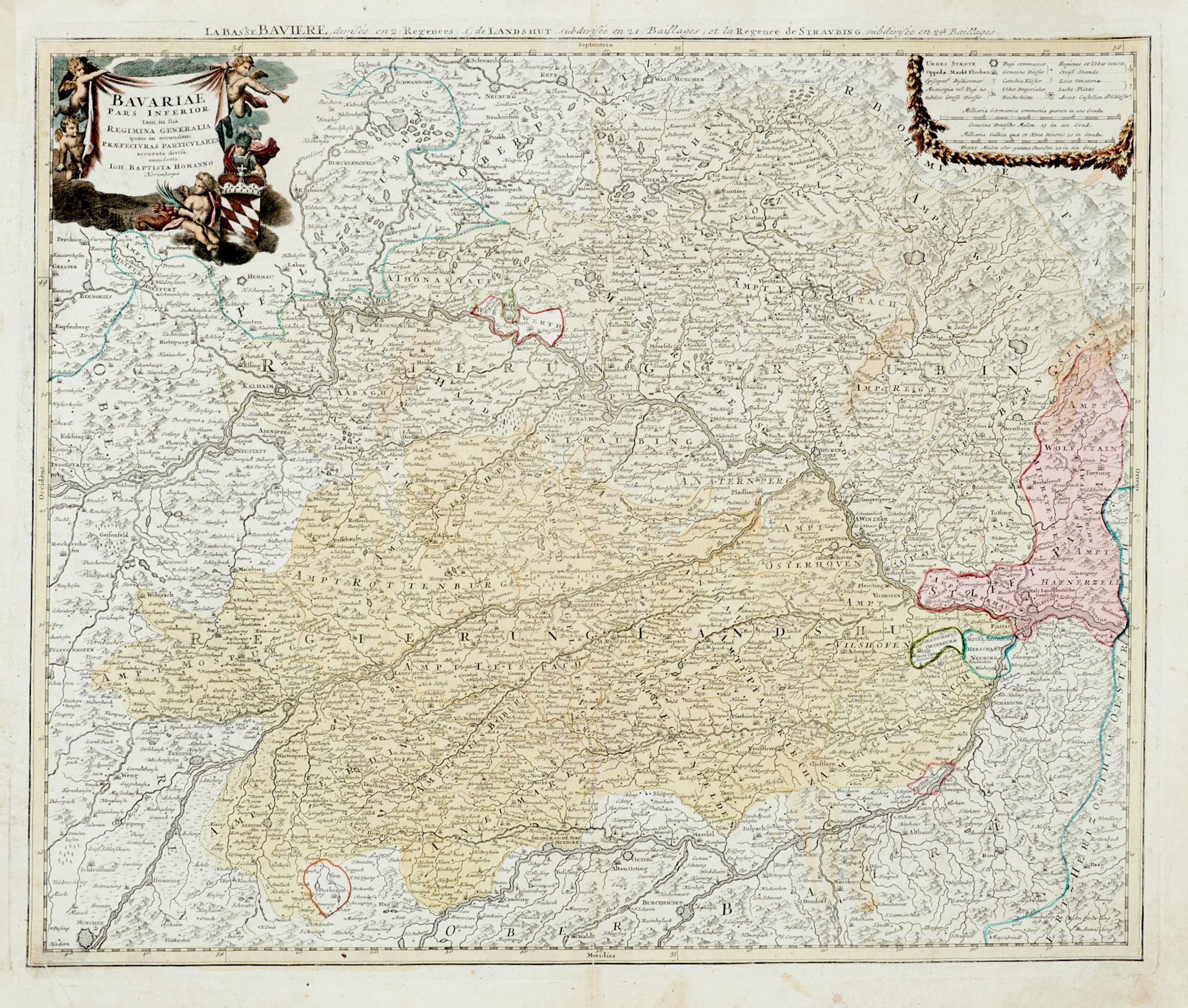 Bayern Konvolut - 7 (2 altkolor., 2 grenzkolor. und 3 unkolor.) Kupferstichkarten des 16. bis 18. - Image 4 of 4