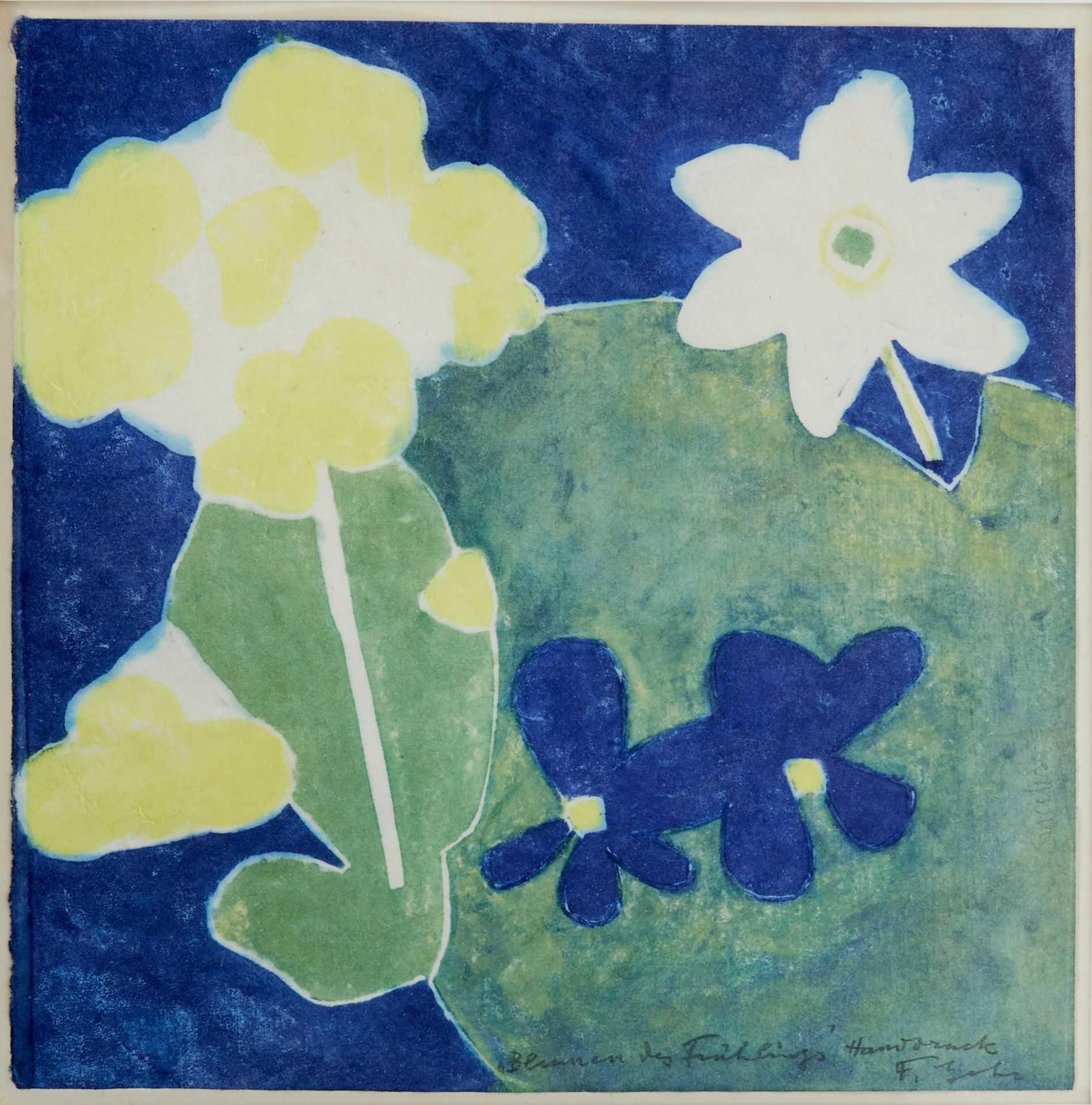 Gehr, Ferdinand (Niederglatt 1896-1996 Altstätten), Blumen des Frühlings. Farbholzschnitt. Sign. und - Image 2 of 2