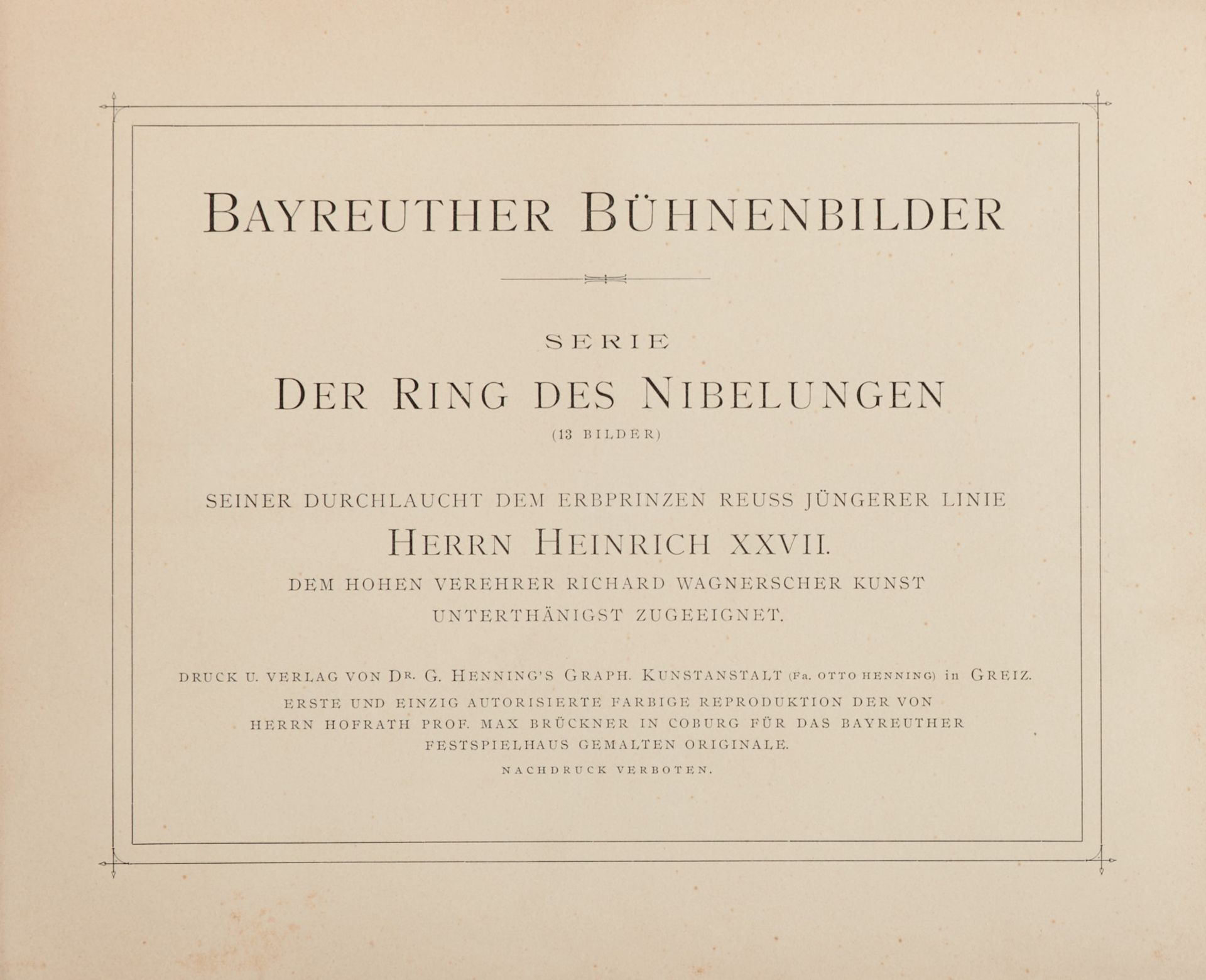 Wagner Bayreuther Bühnenbilder. 6 Mappen der Serie. Greiz, Henning, (ca. 1880-1905). Mit zusammen 36 - Image 2 of 6