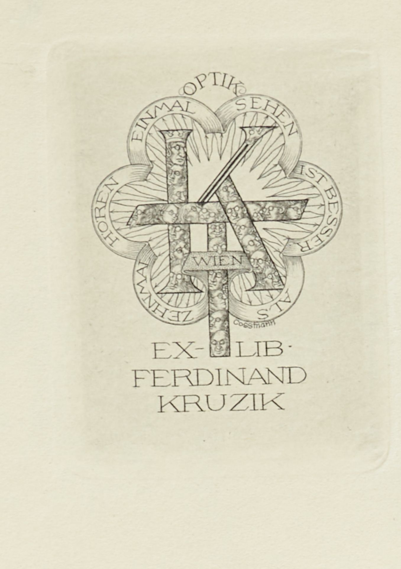 Exlibris Cossmann Sammlung - 18 radierte Bucheignerzeichen von Alfred Cossmann. In der Platte - Bild 7 aus 7