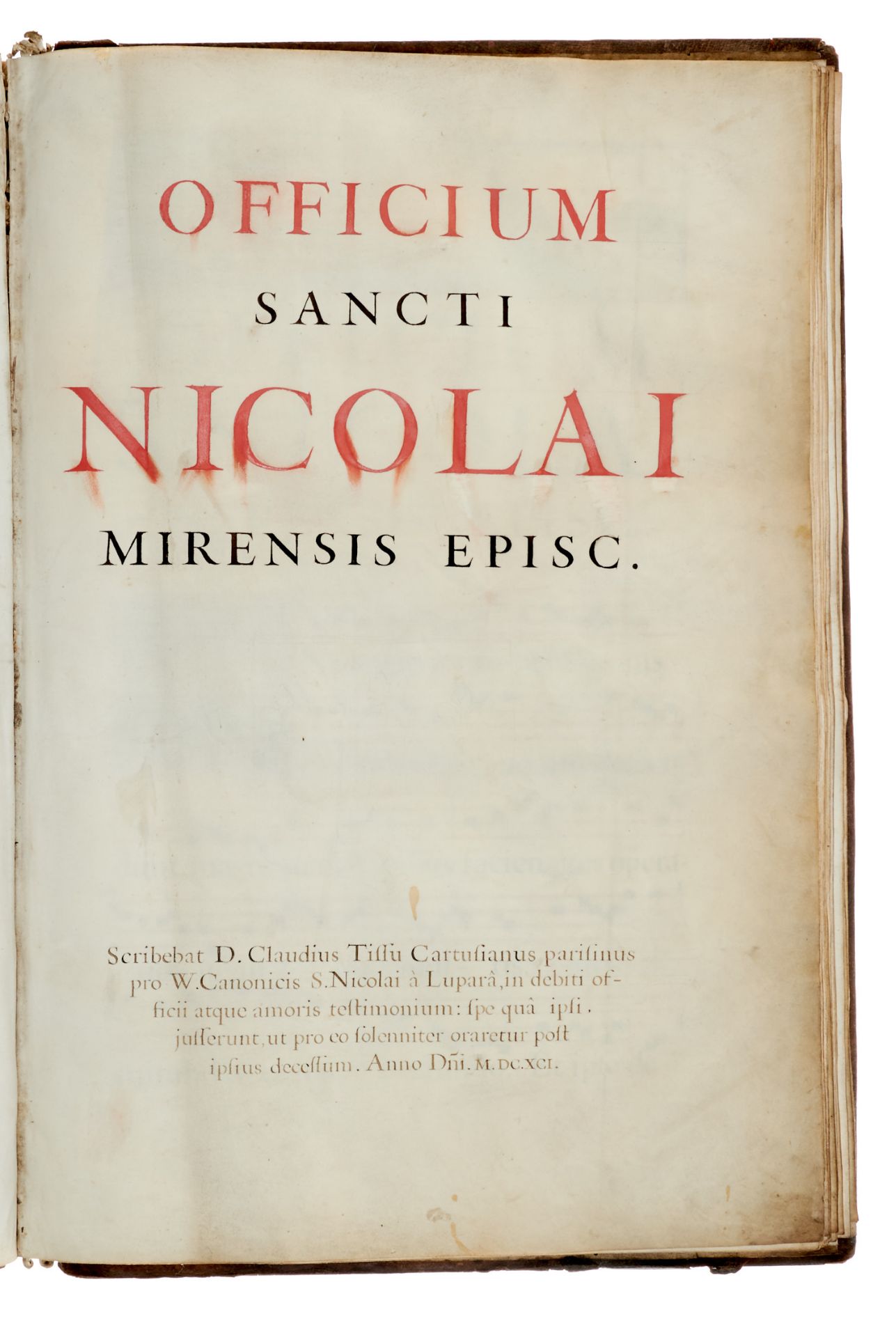 Antiphonar Paris "Officium Sancti Nicolai Mirensis Episc(opi). Scribebat D. Claudius Tissu - Image 2 of 7