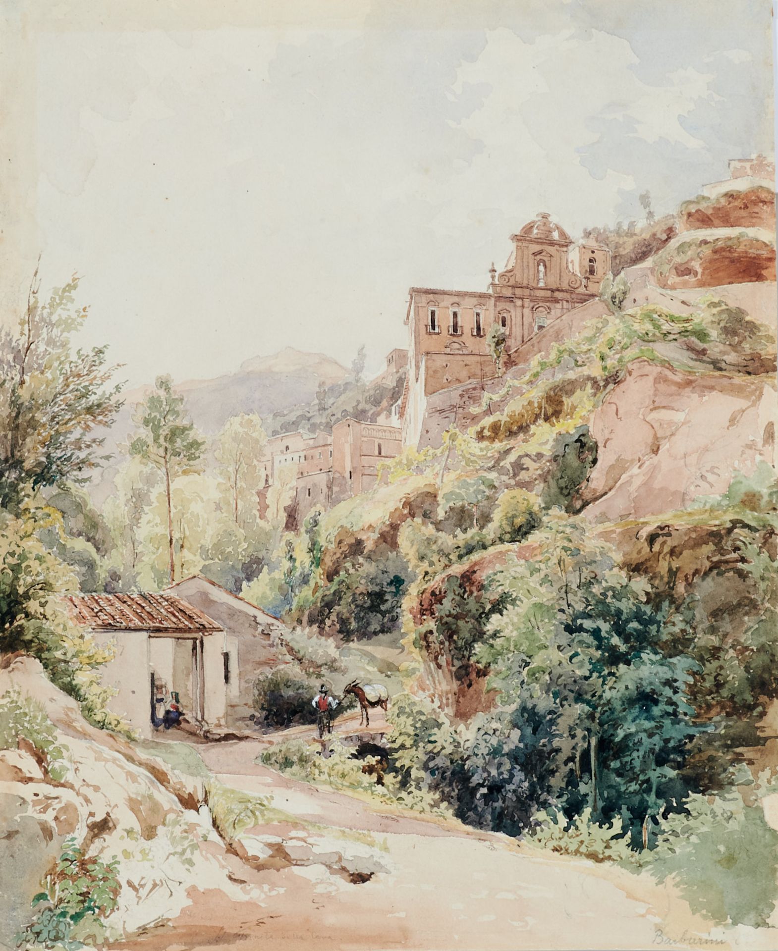 Barbarini, Franz (Znaim 1804-1873 Wien), Trinitů della Cava (bei Salerno). Aquarell über