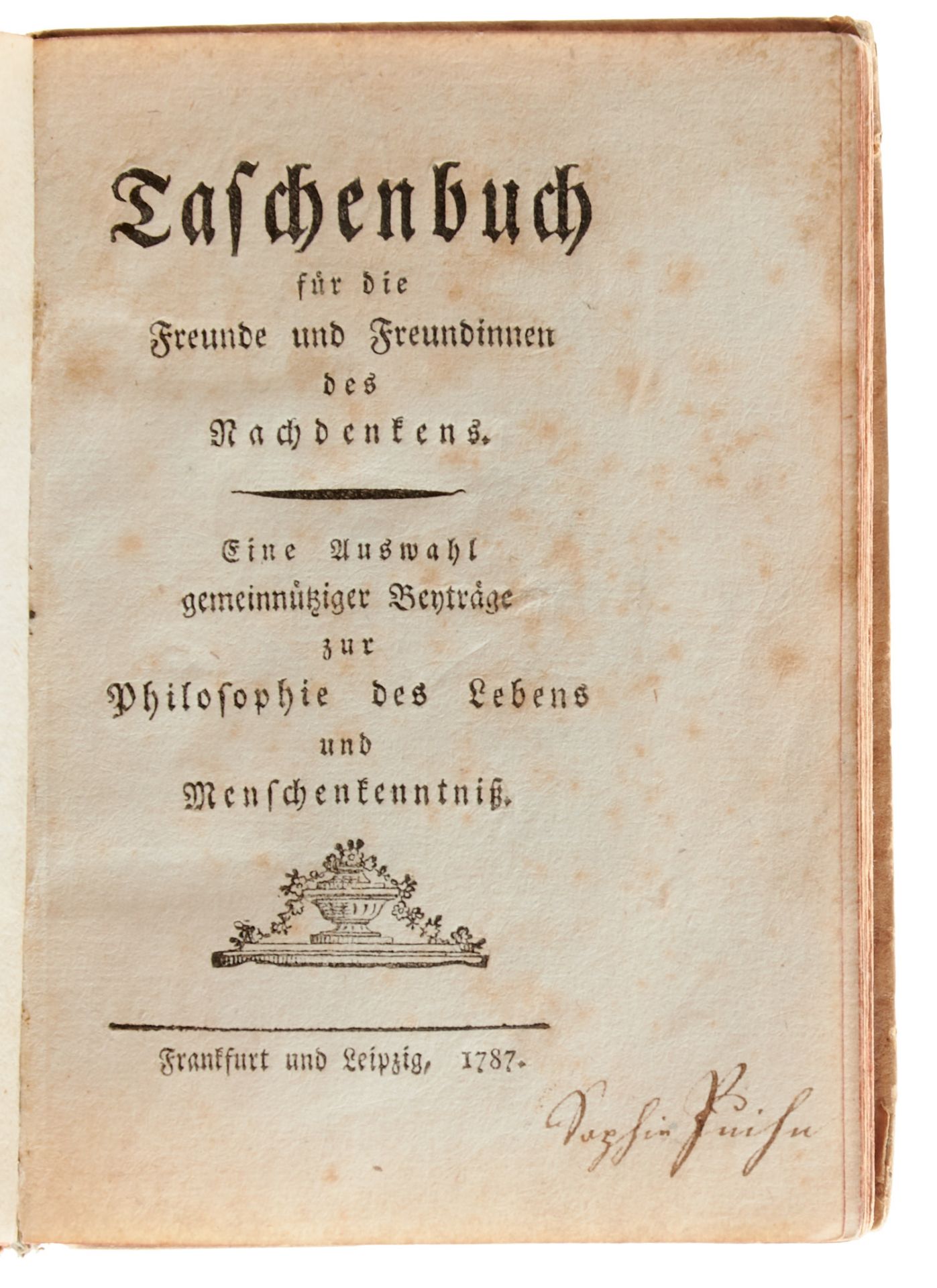 (Ehrmann, Th. F.), Taschenbuch für die Freunde und Freundinnen des Nachdenkens. Eine Auswahl - Image 2 of 4