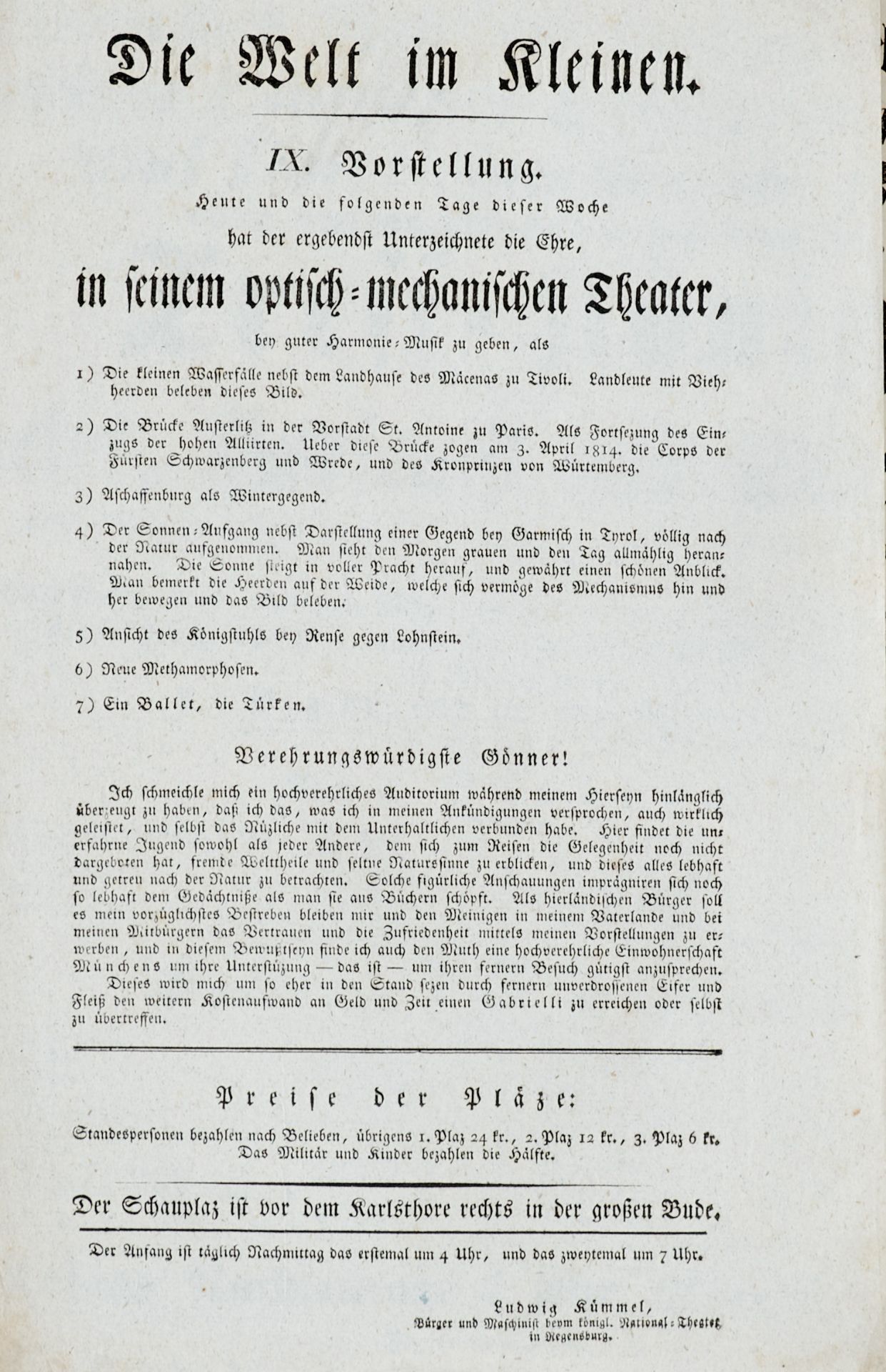 Einblattdrucke Zirkus und Schausteller Sammlung von 8 typographischen Ankündigungszetteln von - Bild 3 aus 4