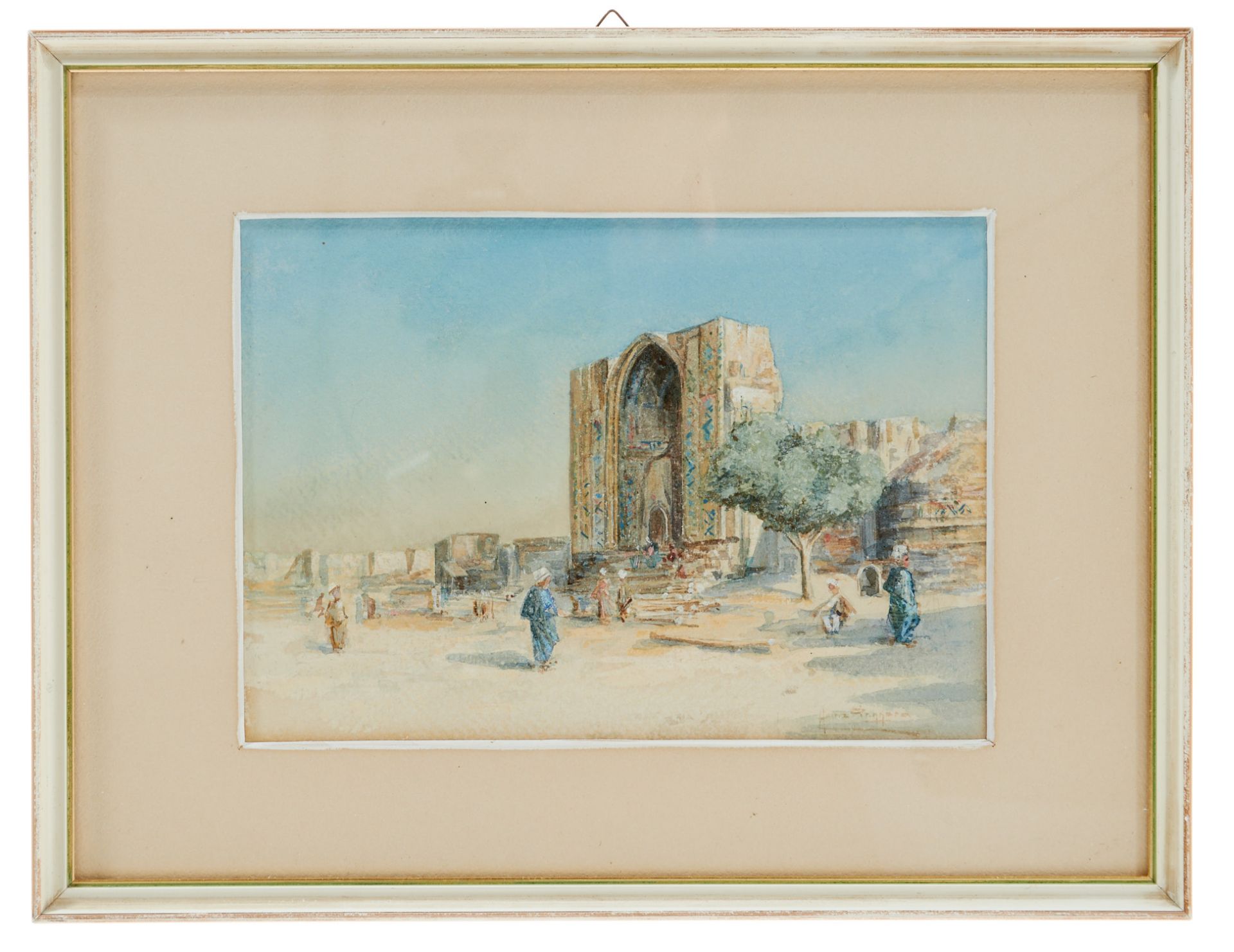 Persien Pinggera, Heinz (Künstler um 1900), Ruine einer persischen Moschee. Aquarell auf Papier. - Bild 2 aus 2