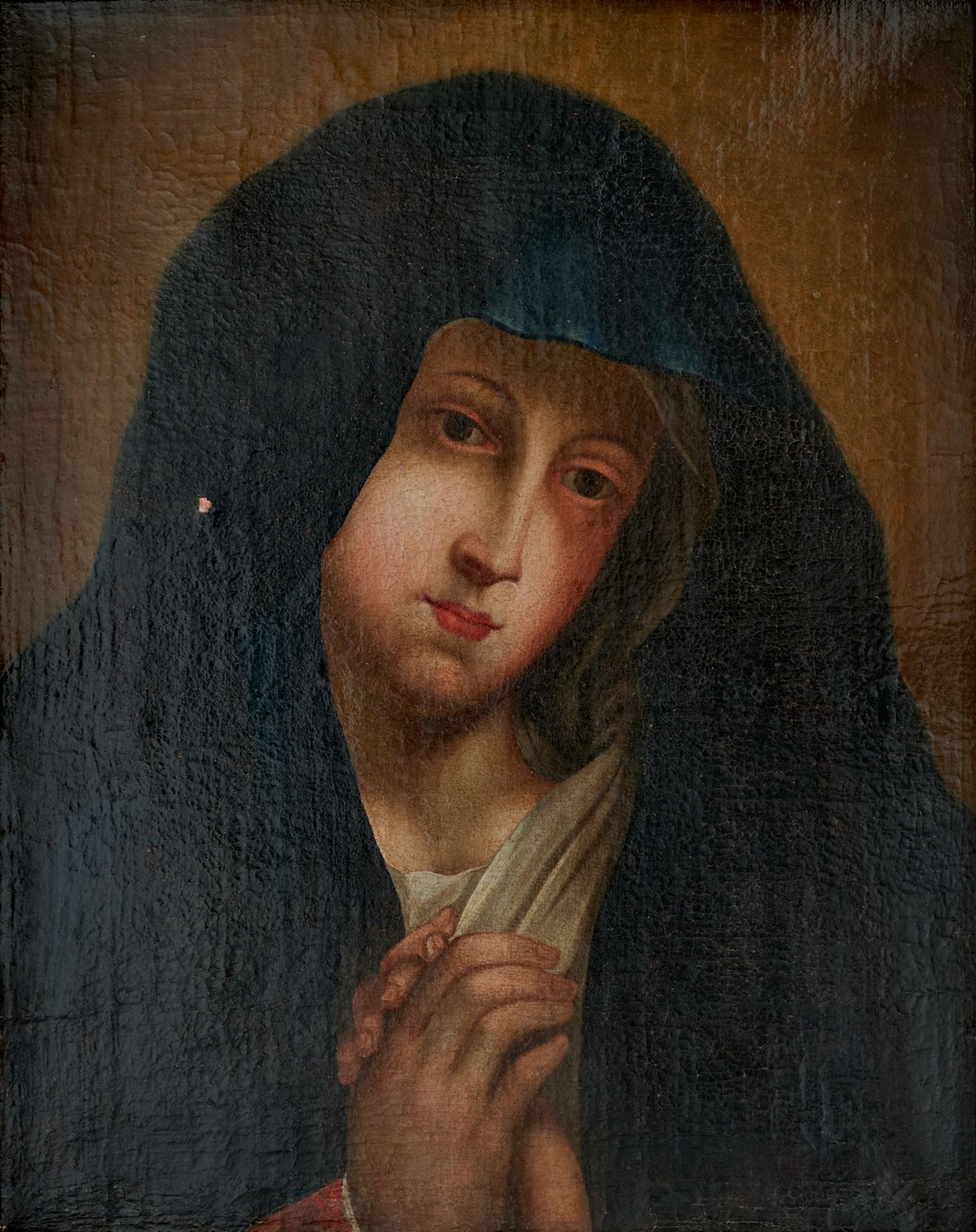 Süddeutscher Maler des 18. Jahrhunderts Mater Dolorosa. Öl auf Leinwand, doubliert. Nicht sign. - Bild 3 aus 3