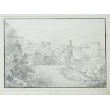 Italien Tivoli - Ansicht von Tivoli. Bleistiftzeichnung, um 1840. 19 x 28 cm. - Unter