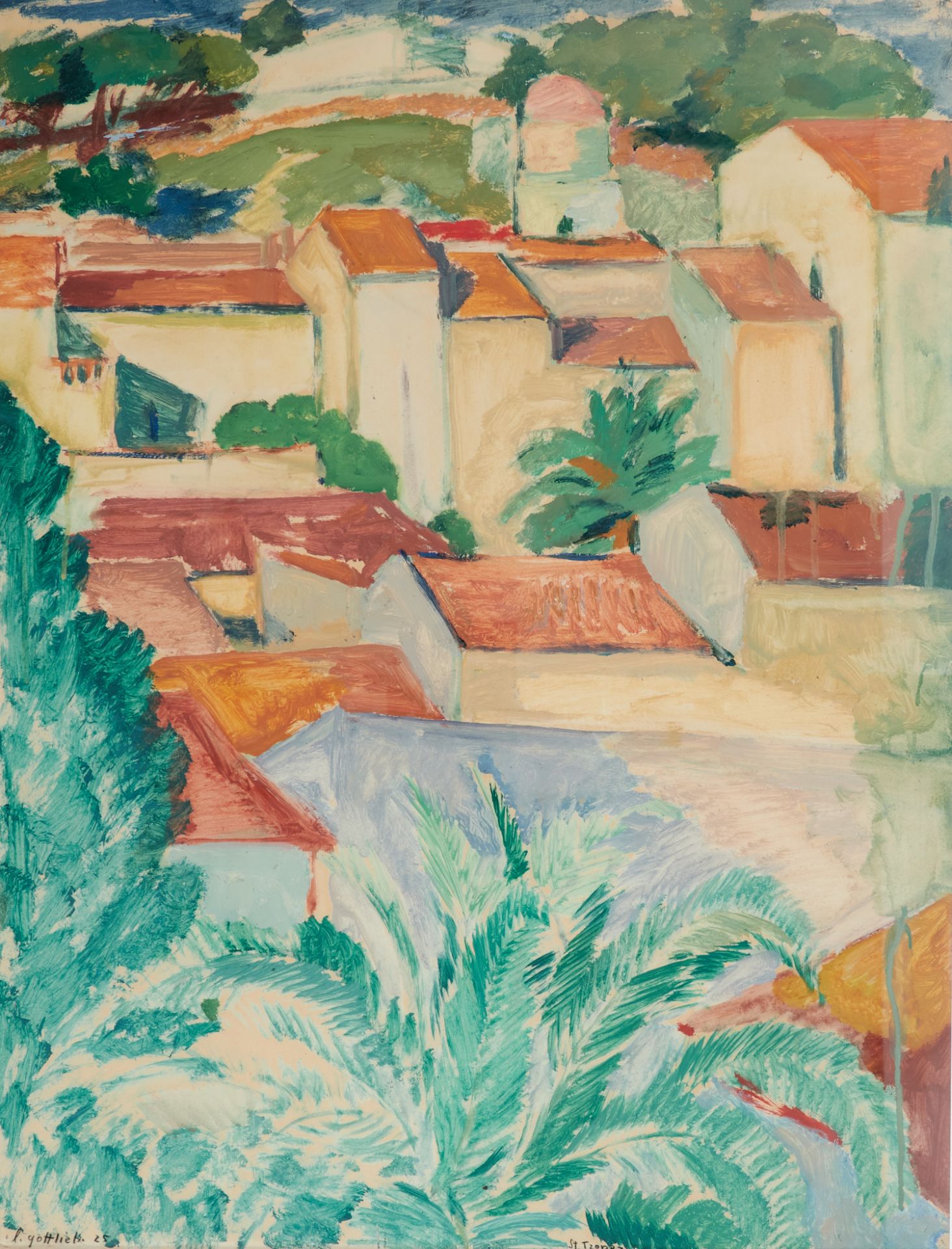 Gottlieb, Léopold (Drohobycz 1879-1934 Paris), St. Tropez. Öl auf Papier. Sign. und dat. (19)25. - Bild 2 aus 2