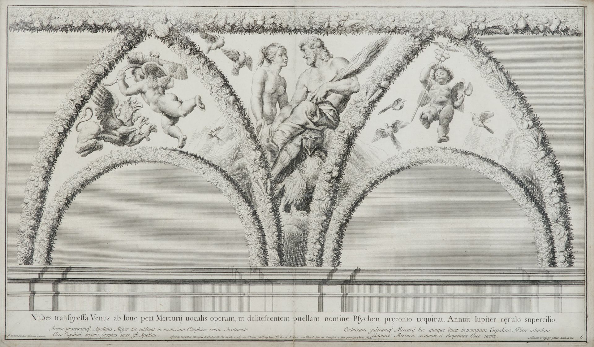 Dorigny, Nicolas (Paris 1658-1748 ebda.), Merkur und Psyche - Jupiter und Venus. 2 Radierungen - Image 4 of 4