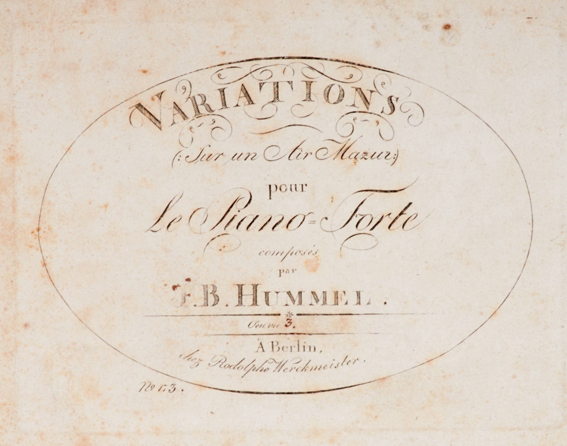 Konvolut - 4 Werke von G. Bianchi, J. Fodor, J. B. Hummel und V. Righini. Ca. 1795 - um 1806. Ohne - Image 5 of 8