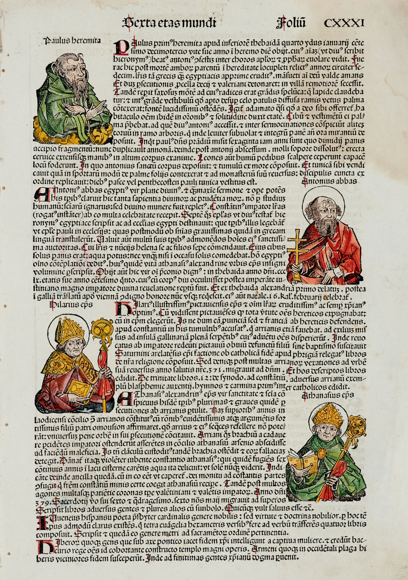 Inkunabelblätter Schedel, H., Liber chronicarum. Daraus 10 Bl. (2 kolor.) mit zahlr. - Bild 2 aus 4