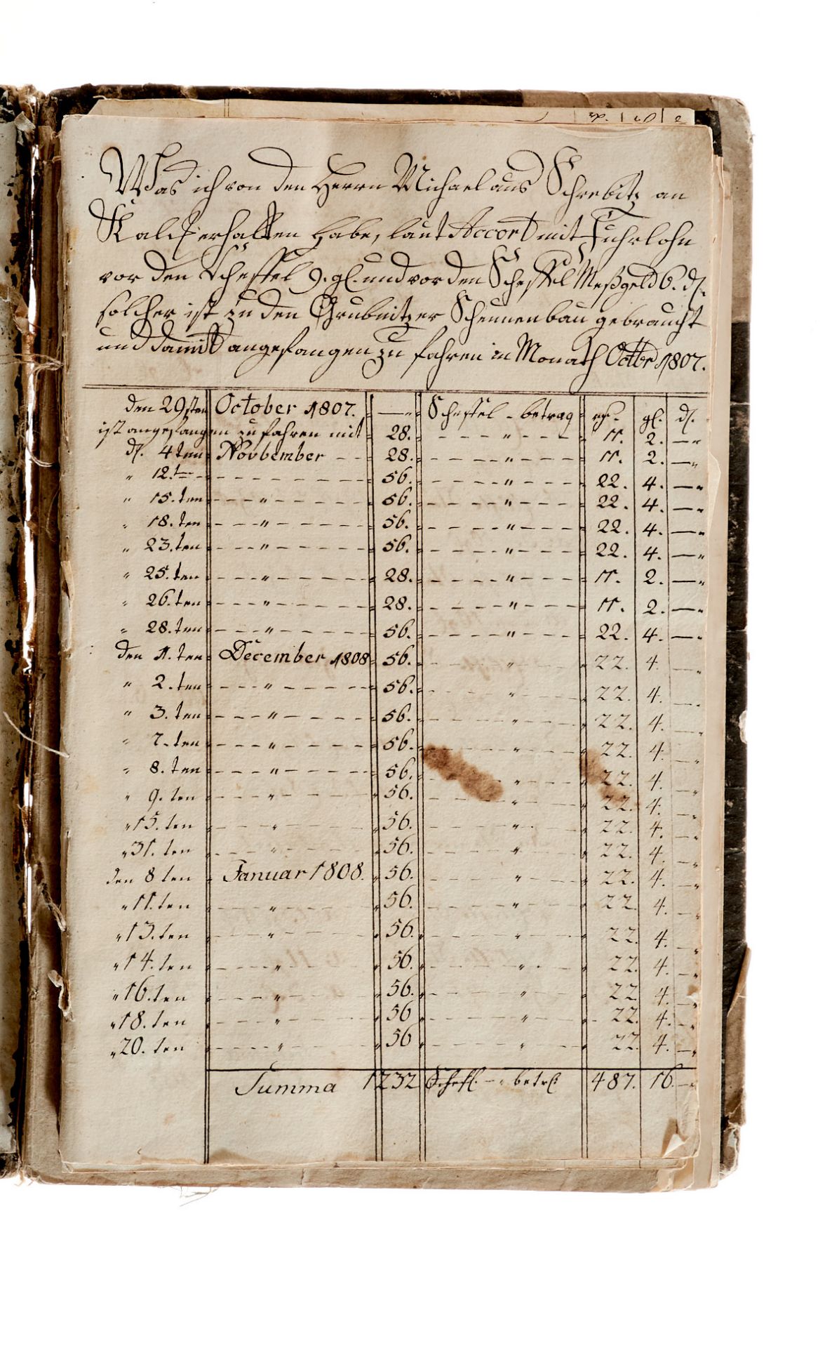 Grubnitz "Rechnungs Buch über eine Neue Scheune in Grubnitz welche erbauet Anno 1808". Dat. Grubnitz - Bild 2 aus 3