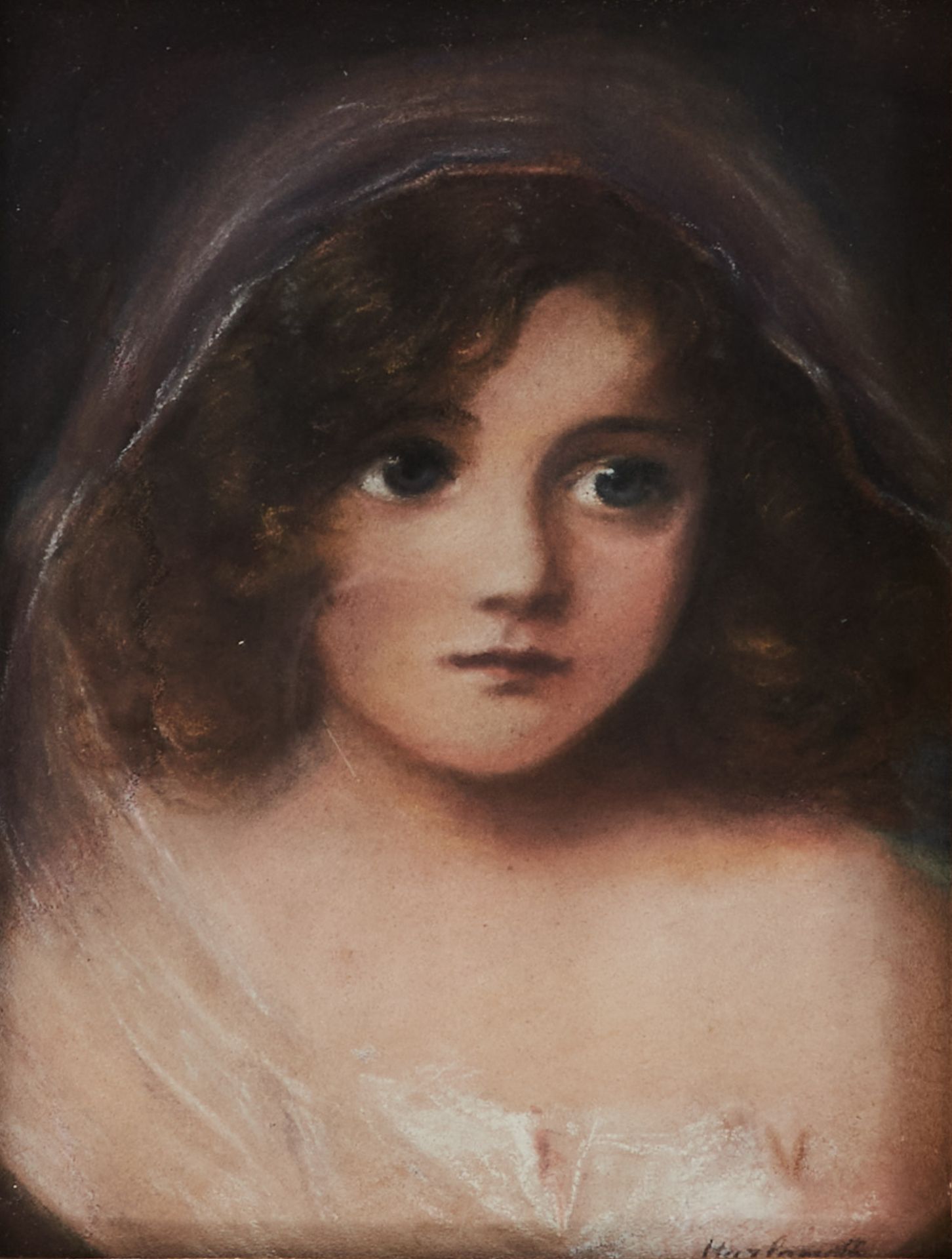 Harlamoff, Alexei Alexeievich (Saratow 1840-1925 Paris), Bildnis eines Mädchens. Pastell auf Papier. - Bild 2 aus 2