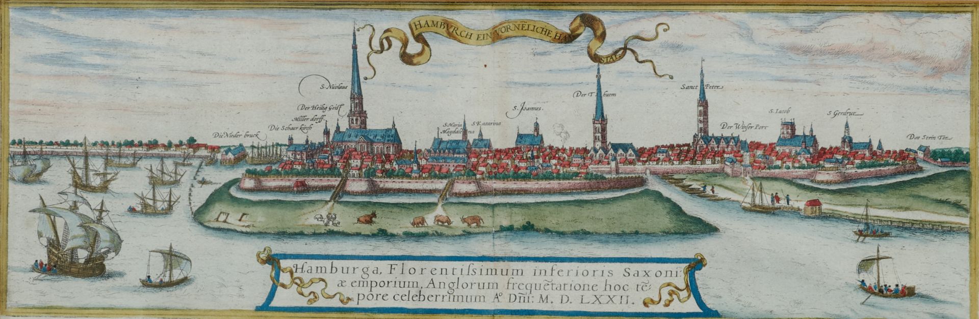 Hamburg - "Hamburga, florentissimum inferioris Saxoniae emporium ..." Gesamtansicht mit