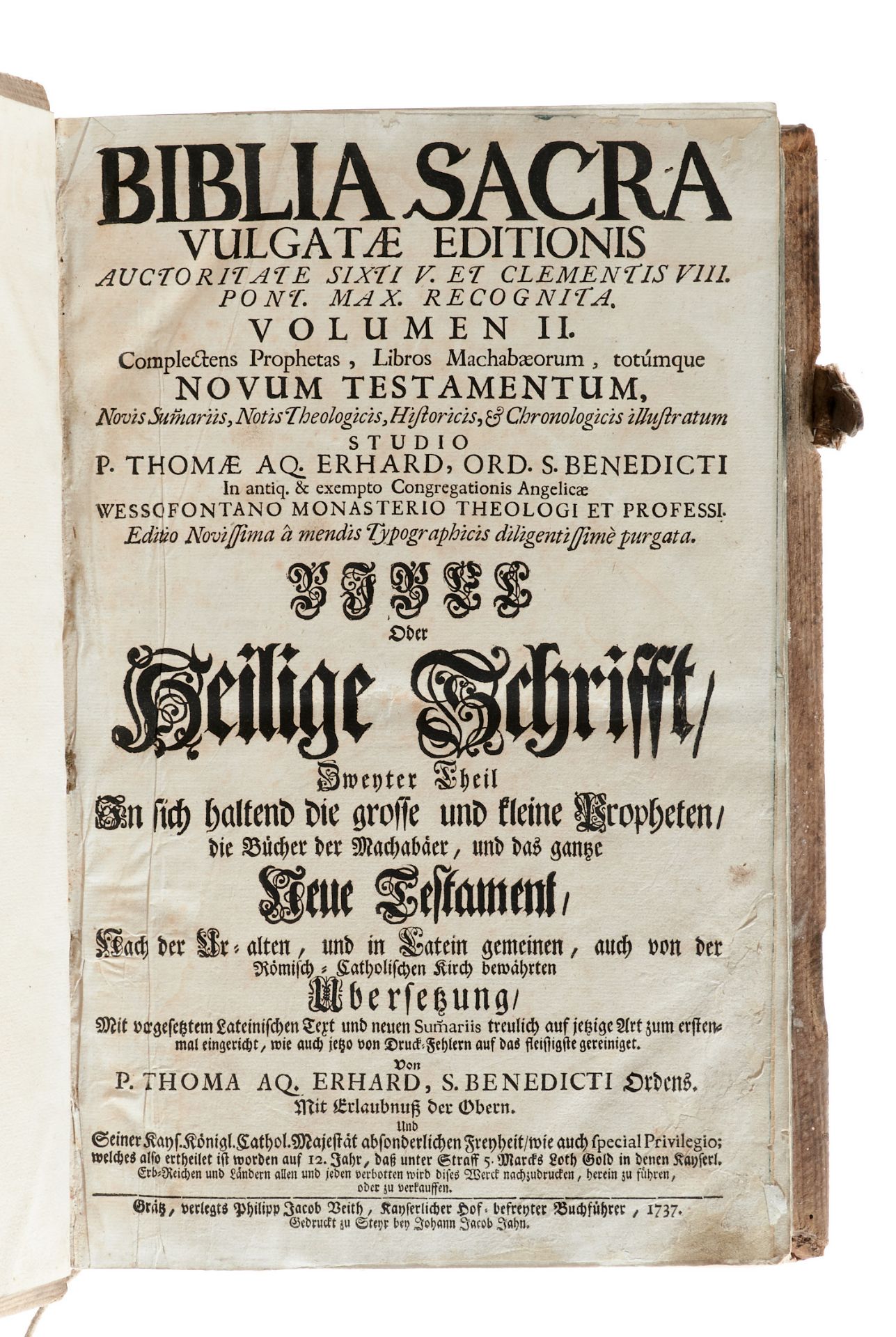 Biblia Konvolut - 8 Werke in 9 Bdn. 1673-1769. Verschied. Formate. Meist Einbände d. Zt. (außen - Bild 5 aus 7