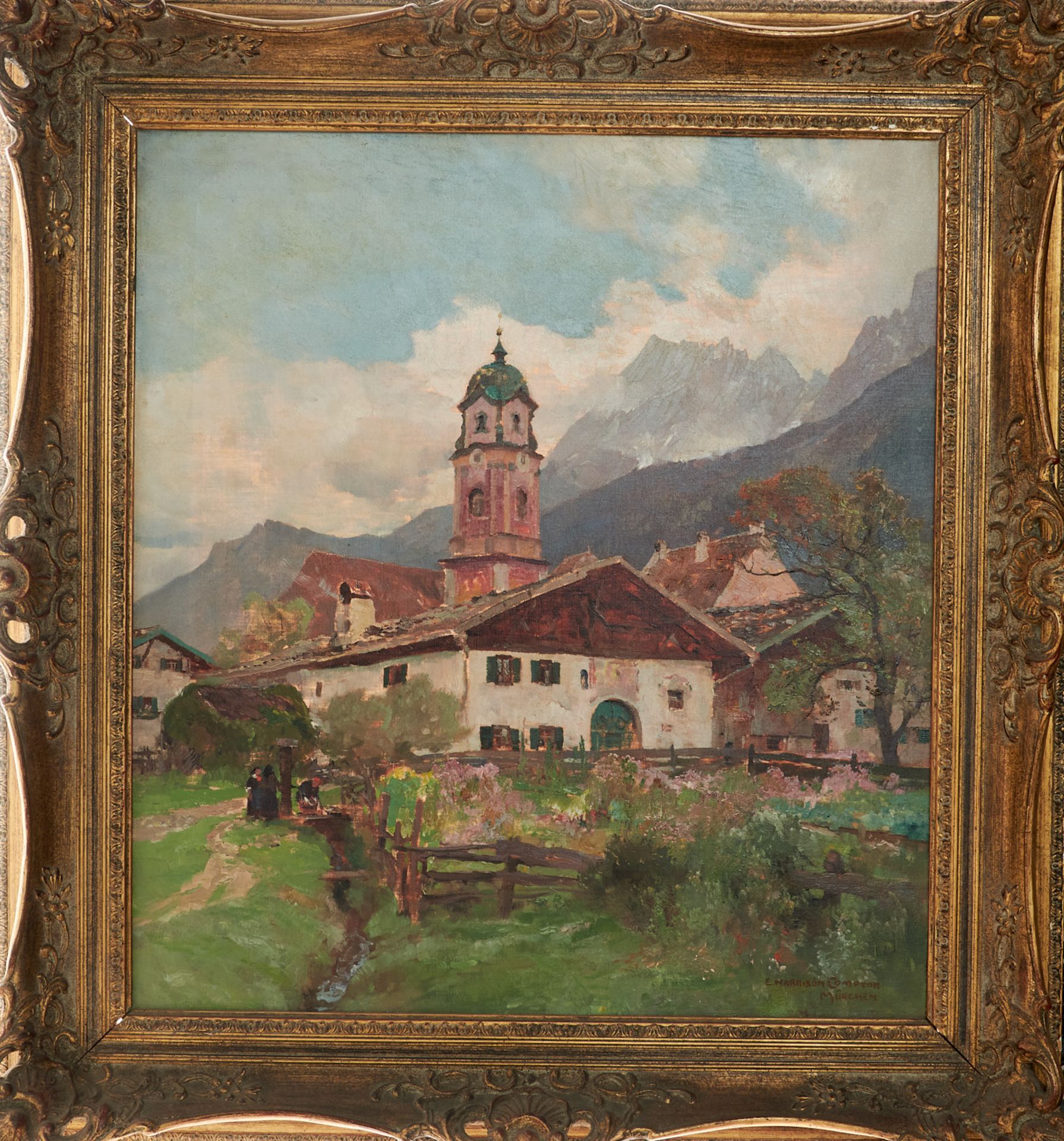 Compton, Edward Harrison (Feldafing 1881-1960 ebda.), Mittenwald. Öl auf Leinwand. Sign. und - Bild 2 aus 3