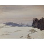 Sieck, Rudolf (Rosenheim 1877-1957 Prien am Chiemsee), Winterlandschaft. Aquarell auf Bütten. Sign.,