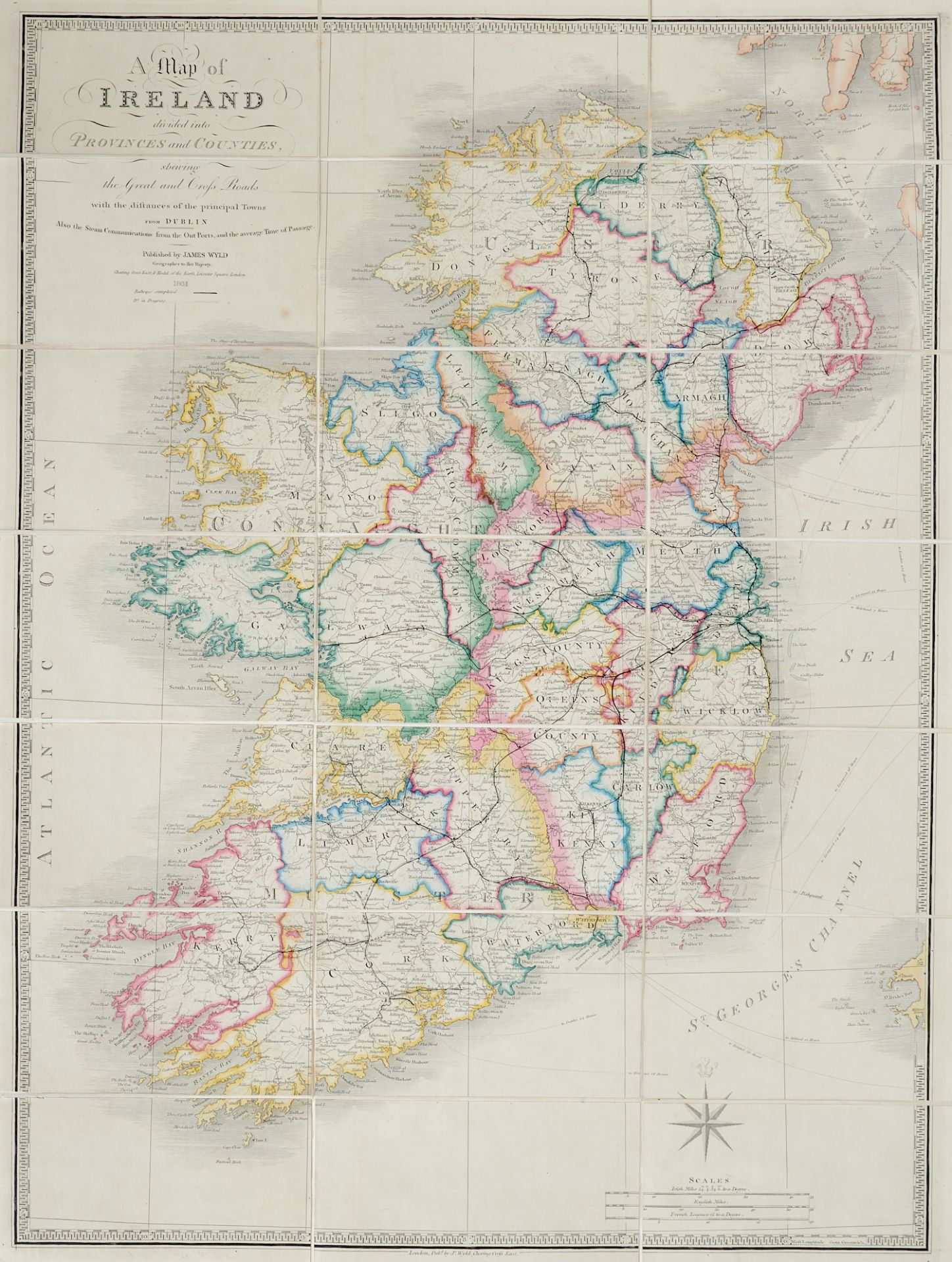 Irland - "Map of Ireland divided into Provinces and Counties". Grenzkolor. Kupferstichkarte, bei - Bild 2 aus 4