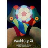 Plakate Fussball "World Cup 74 Hamburg, Berlin (West), Hannover, Duesseldof, Gelsenkirchen,