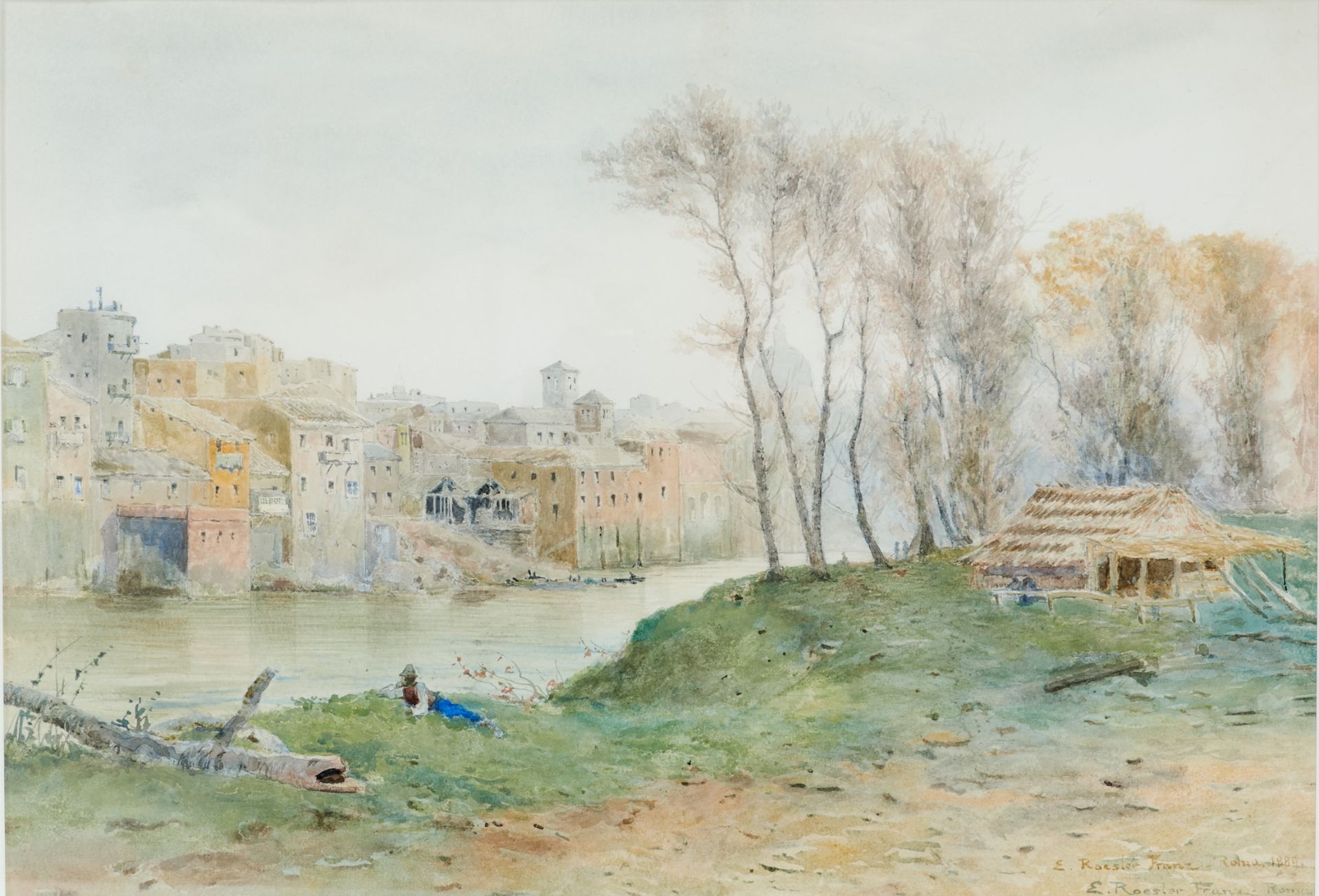 Roeseler Franz, Ettore (Rom 1845-1907 ebda.), Blick über den Tiber mit San Salvatore in Lauro .