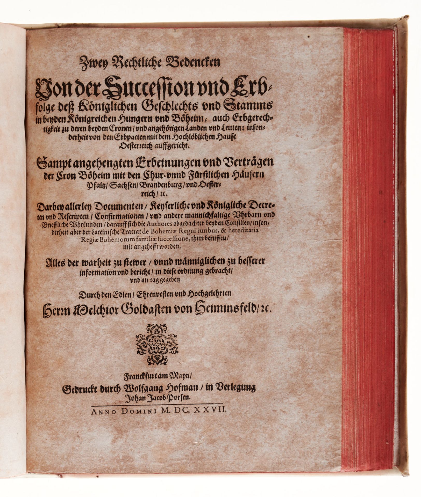 Böhmen und Mähren Goldast von Haiminsfeld, M., De Bohemiae regni, incorporatarumque provinciarum, - Bild 4 aus 4